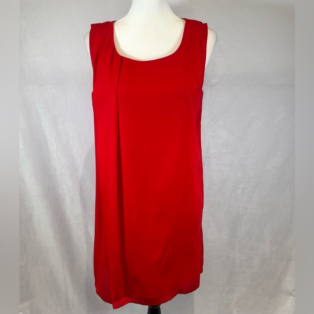 Red side pleated shift dress size small